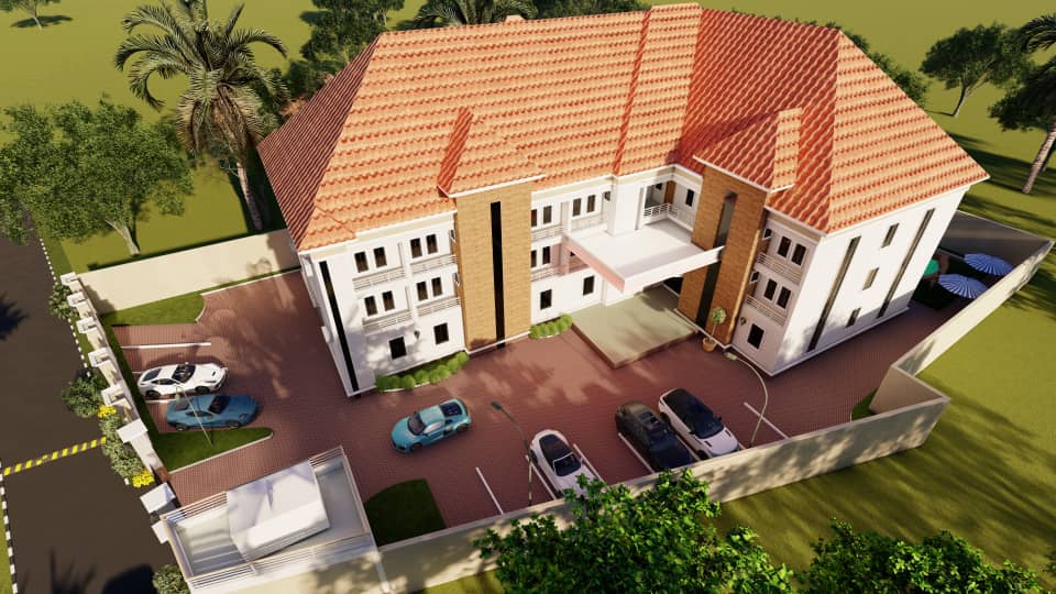 Gated mansion with terracotta roof